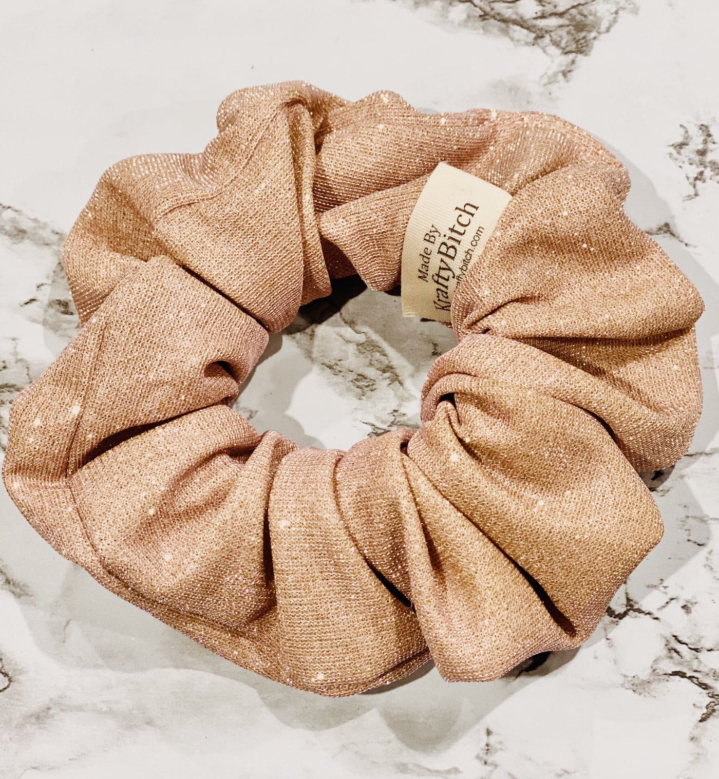 Dusty Rose Gold Sparkly Scrunchie
