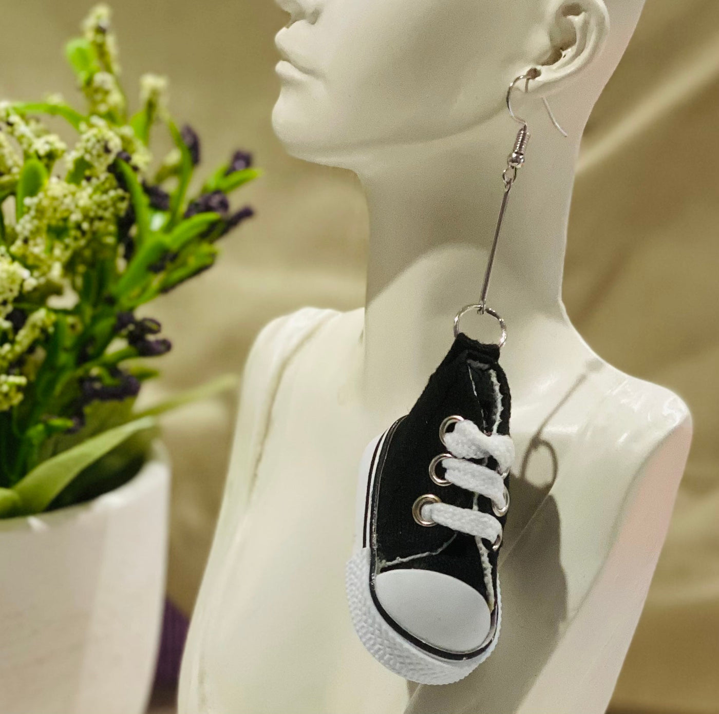 FUN SNEAKER DROP DANGLE EARRINGS - BLACK