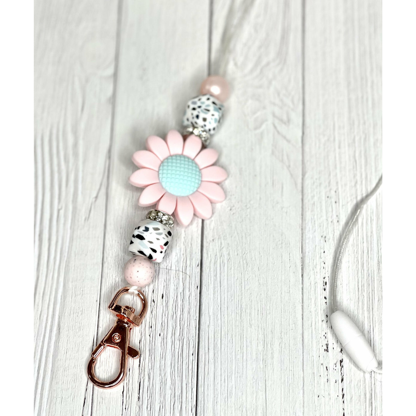 Pink Bling Daisy Lanyard