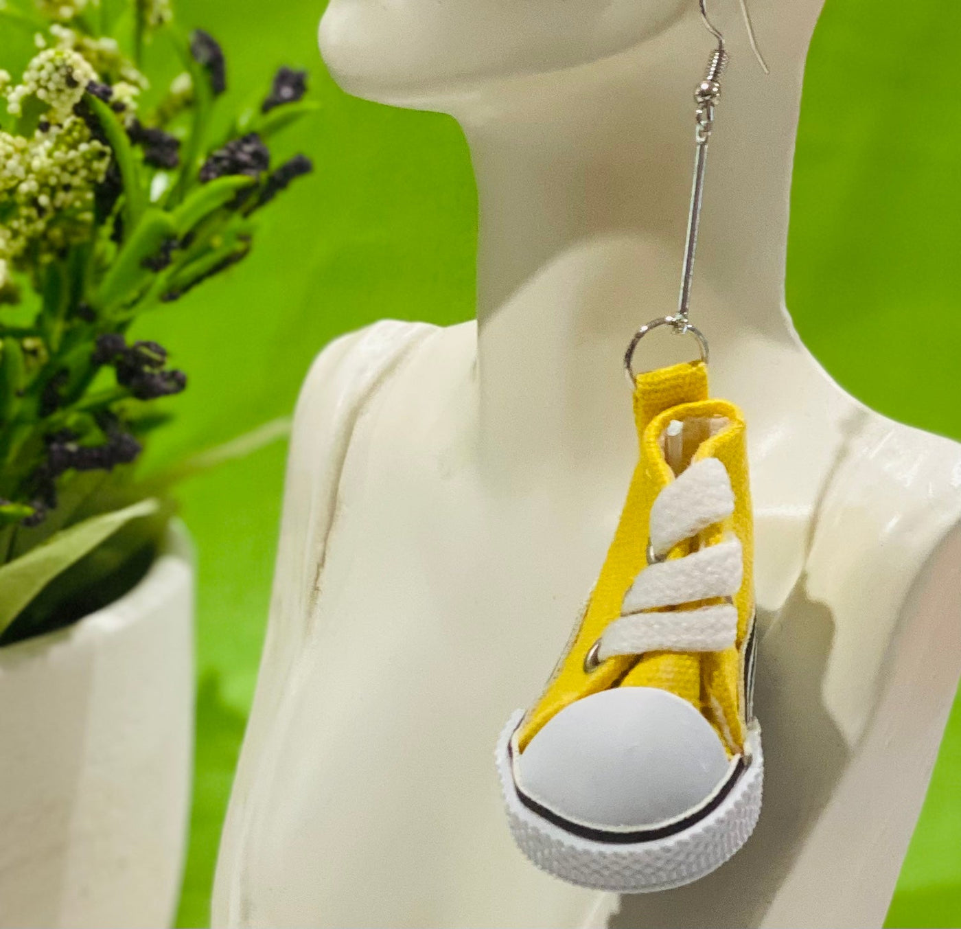 FUN SNEAKER DROP DANGLE EARRINGS - YELLOW