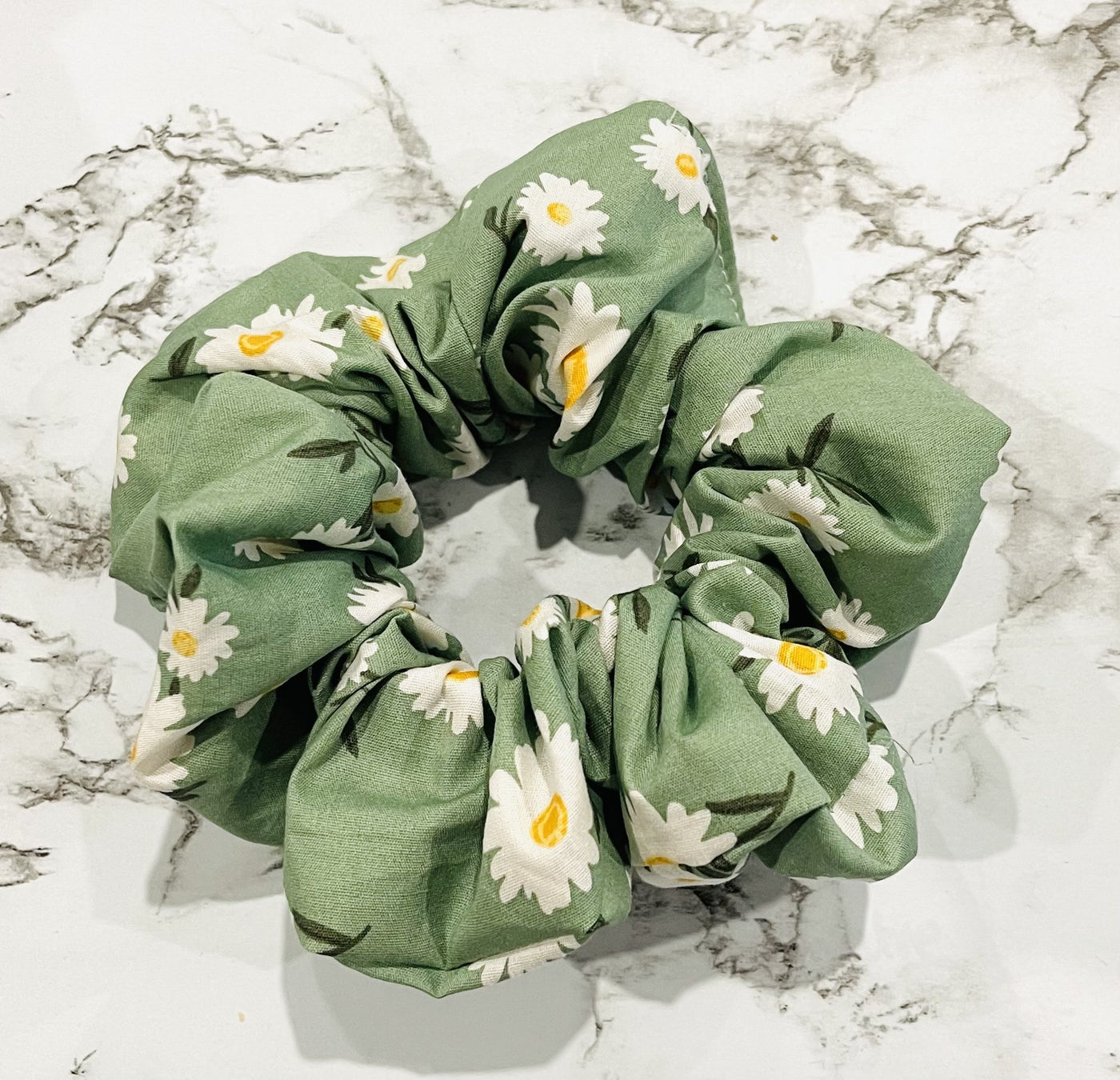 Green Floral scrunchie
