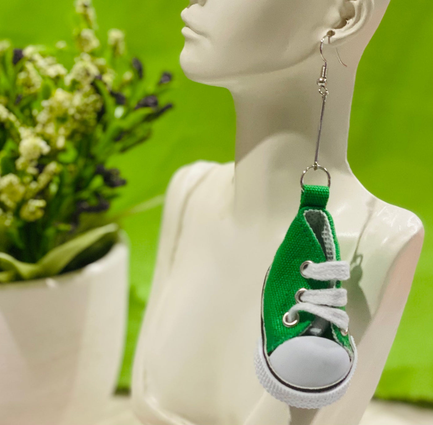 FUN SNEAKER DROP DANGLE EARRINGS - GREEN