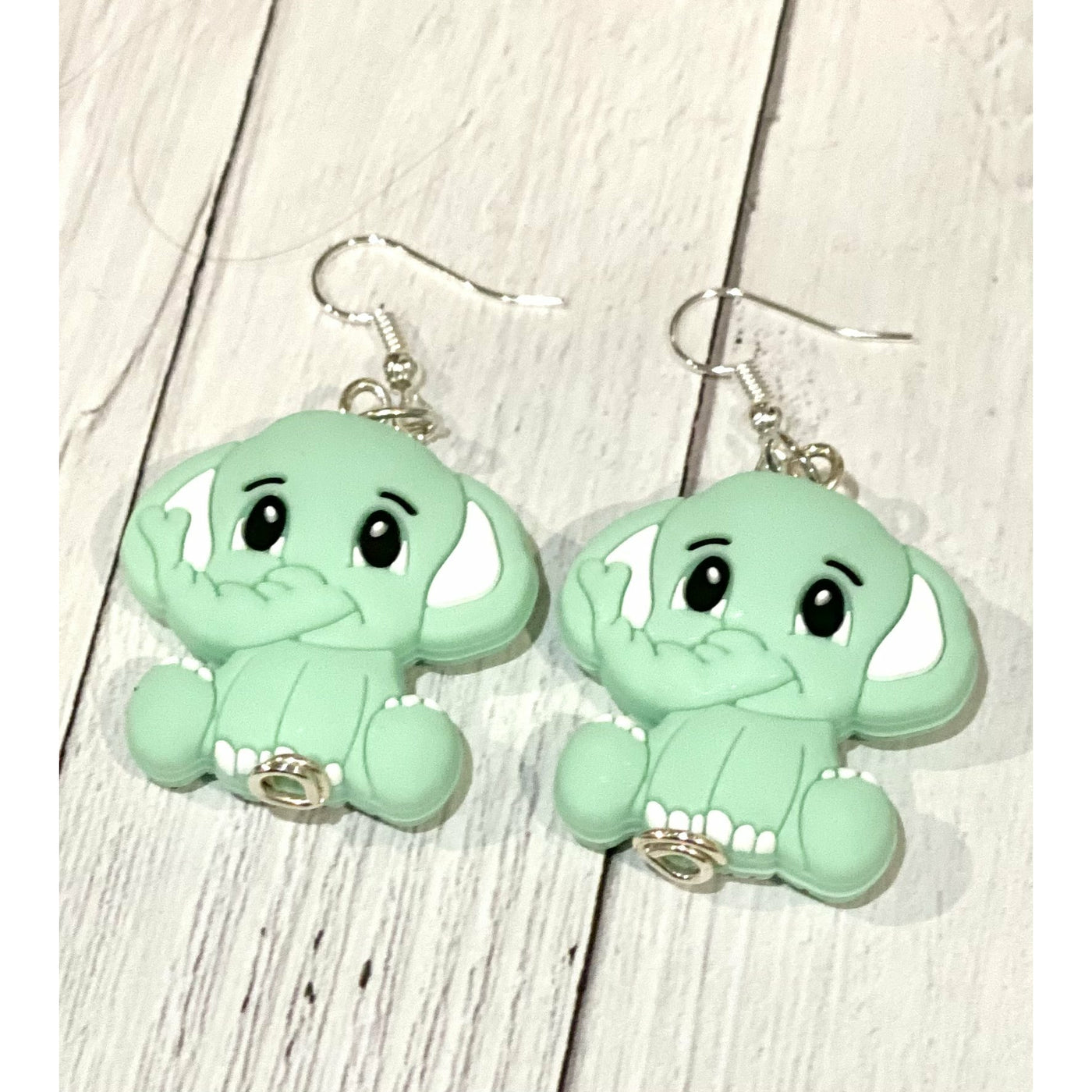 Mint Green Elephant Earrings