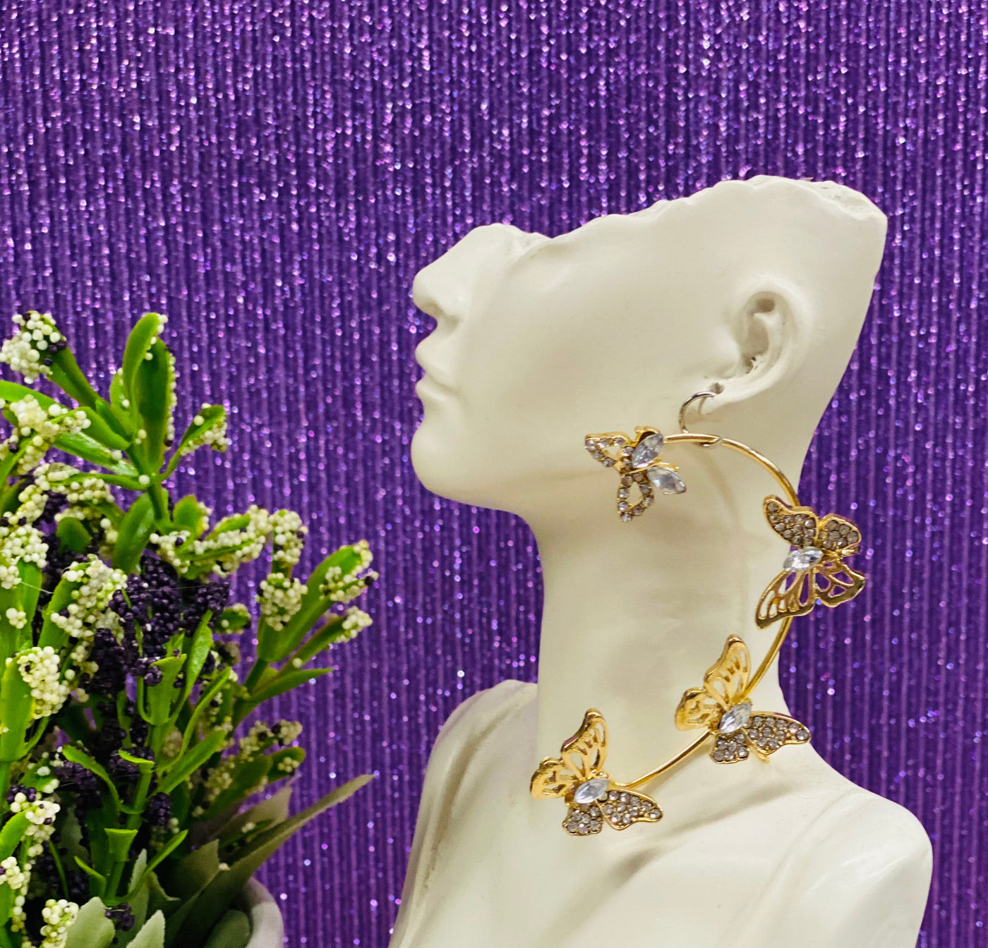 Gold Butterfly Bling (Right ear)