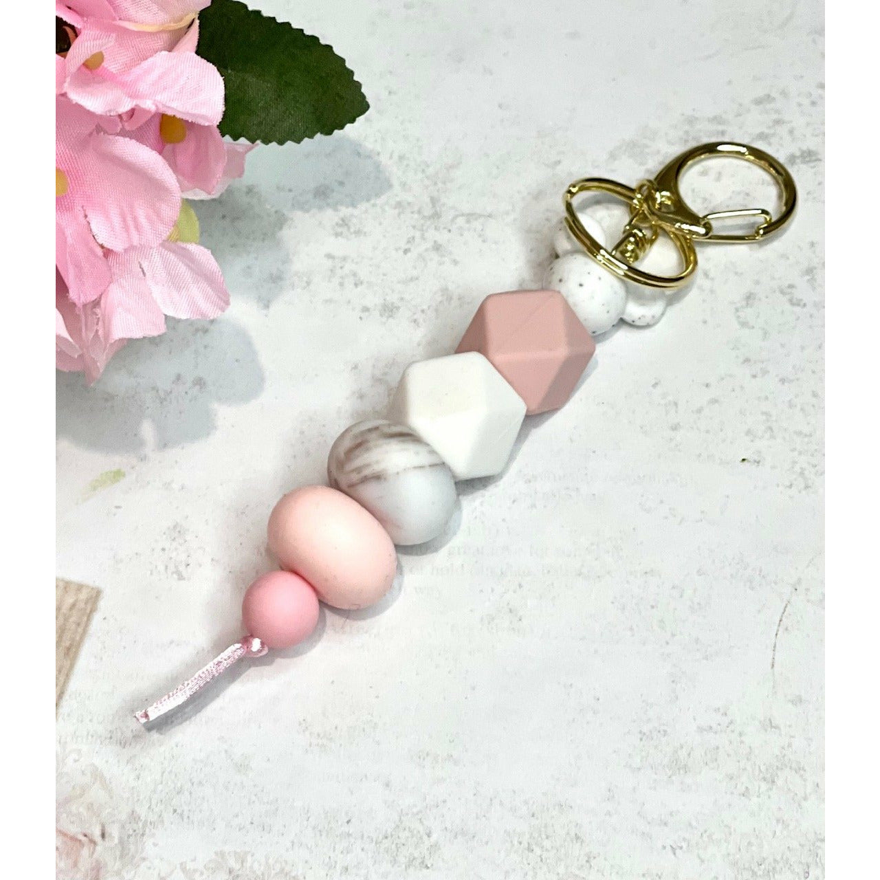 Pink Marble Mothers Day Lanyard Set